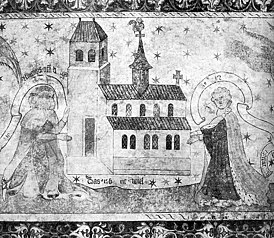 Гедвига и Бурхард III Швабский. Фреска в монастыре святого Георгия, Штайн-на-Рейне. 970 год.