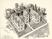 Harvard College's first building, as imagined by historian Samuel Eliot Morison Harvard Old College.jpg