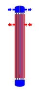 Fig. 3: Shell and tube heat exchanger, 2-pass shell side, 2-pass tube side (2-2 countercurrent)