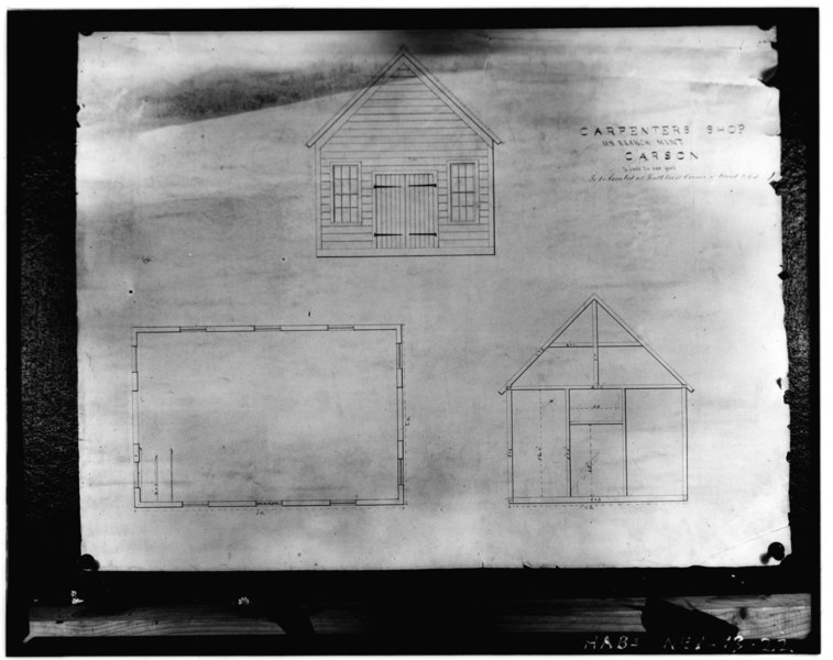 File:Historic American Buildings Survey Photocopy Credit- Nevada State Museum ARCHITECT'S DRAWING- CARPENTER'S SHOP c. 1874 - United States Mint, Carson Street, Carson City, Carson HABS NEV,13-CARCI,20-13.tif