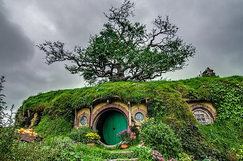 The Hobbit holes look pretty lousy up close, but still, it's cool that they built them right into hills!