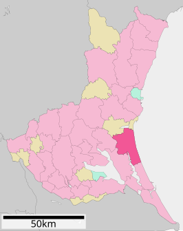 Situering van Hokota in de prefectuur Ibaraki