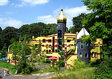 Ronald McDonald House in Essen, Germany, designed by Friedensreich Hundertwasser Hundertwasserhaus-Essen.jpg