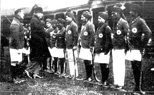In 1926 the Indian Army Hockey team defeated the South Australian team. Pictured is the Indian team being greeted by the South Australian Governor.