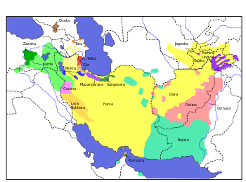 Mapo de Iranaj lingvoj. (SVG-bildo)