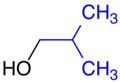 iso-Butanol,iso-Butylgruppe blau markiert.