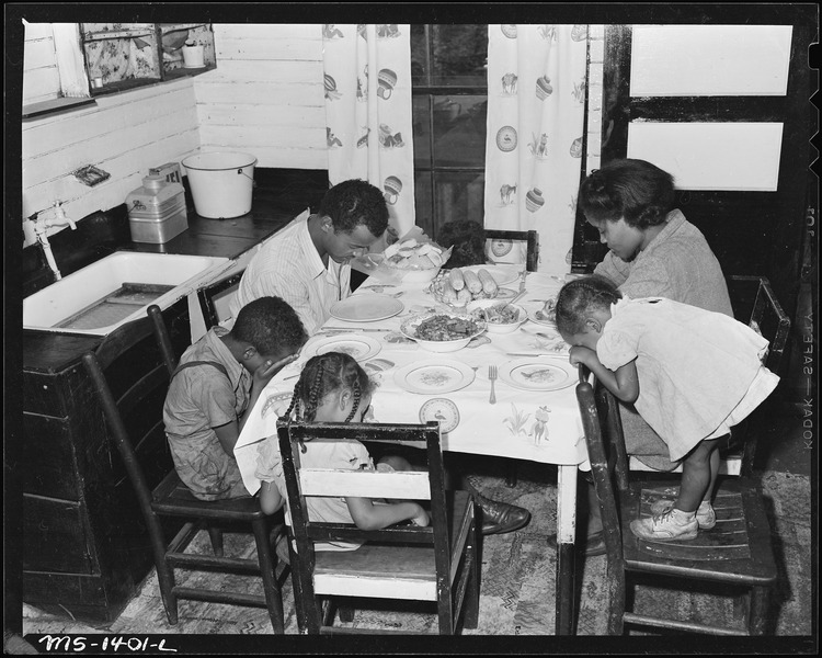 File:James Robert Howard asks the blessing before eating supper. Gilliam Coal and Coke Company, Gilliam Mine, Gilliam... - NARA - 540782.tif