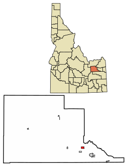 Location of Menan in Jefferson County, Idaho.