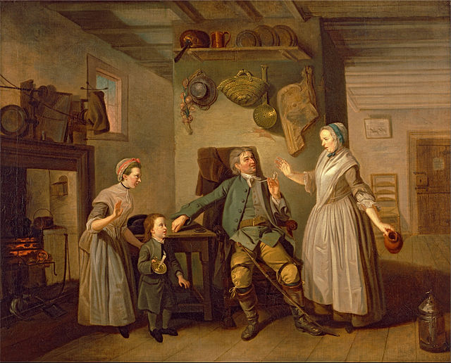 David Garrick and Mary Bradshaw in David Garrick's "The Farmer's Return" by Johann Zoffany, 1762.