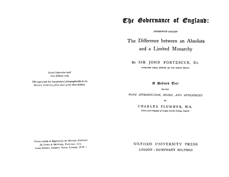 File:John Fortescue, The Governance of England (Plummer ed, 1885).pdf