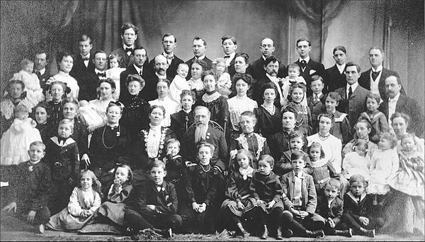 This turn of the century family portrait was taken close to the time Joseph F. Smith succeeded Lorenzo Snow as president of the LDS Church in October 