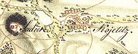 Mapa Kojetic z Prvního vojenského mapování