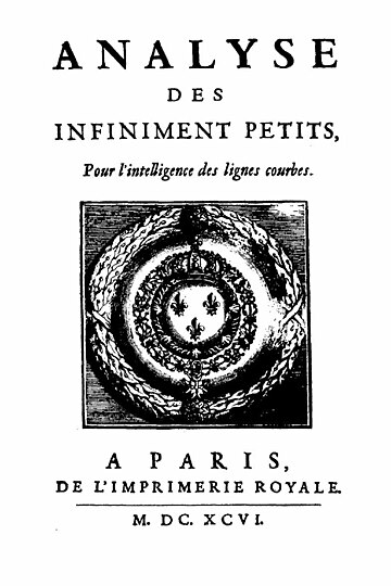 File:L'Hospital - Analyse des infiniment petits pour l'intelligence des lignes courbes, 1696.jpg