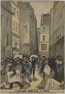 L'affaire Dreyfus à Paris. Mise en vente des journaux du soir rue du Croissant.jpg