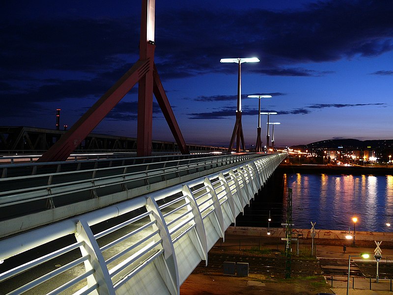 File:Lágymányosi Bridge at night.jpg