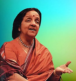 Lakshmi Shankar singing in a concert