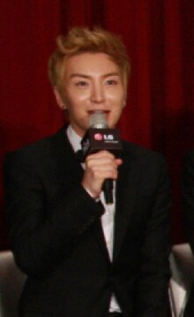 Leeteuk at LG Optimus Super Junior Fan meeting at Chateau de Chine in Kaohsiung, Taiwan in November 2011
