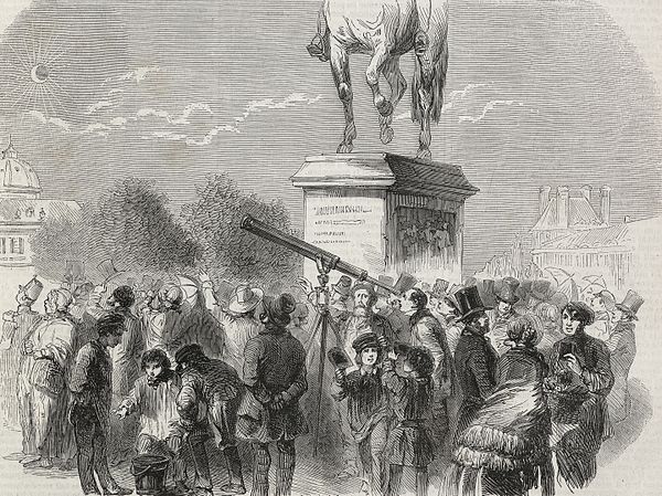 This print shows Parisians watching the solar eclipse of July 28, 1851