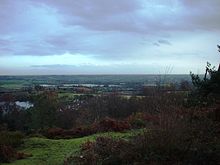 View from Bilberry Hill looking East over Cofton Hackett village and the reservoirs Lickeys.JPG