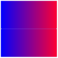 Ein linearer Farbverlauf. Der erste Stop (blau) liegt voreinstellungsmäßig links, der zweite (rot) rechts.