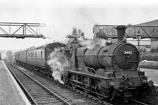 A southbound train at Llanidloes station