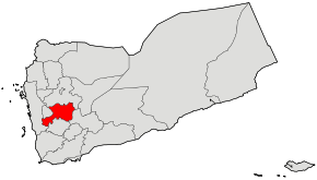 Harta guvernoratului Dhamar în cadrul Yemenului