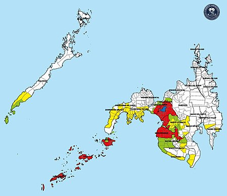 Possible scope of the Bangsamoro Juridical Entity (BJE):
.mw-parser-output .legend{page-break-inside:avoid;break-inside:avoid-column}.mw-parser-output .legend-color{display:inline-block;min-width:1.25em;height:1.25em;line-height:1.25;margin:1px 0;text-align:center;border:1px solid black;background-color:transparent;color:black}.mw-parser-output .legend-text{}
Core territory
Expansion areas; 12 months after the creation of the BJE,
Special Intervention Areas; Possible expansion areas 25 years after the signing of the Comprehensive Compact. MOA-AD 2008 Map (cropped).jpg