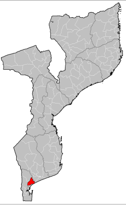 Manhiça District on the map of Mozambique