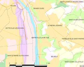 Mapa obce Amfreville-la-Mi-Voie