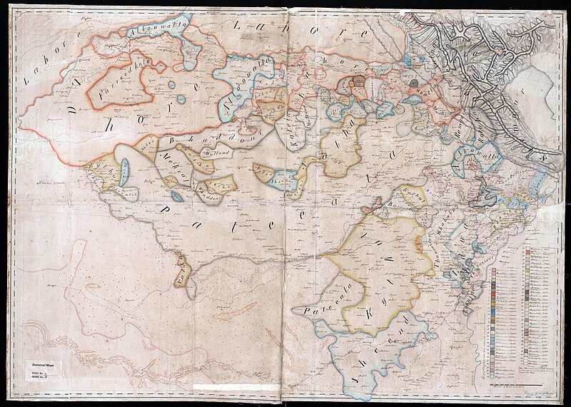 File:Map created by the British East India Company of the Malwa region of Punjab showing the various polities, borders, and settlements of the area, ca.1829–1835.jpg