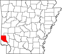 Map of Arkansas highlighting Sevier County.svg