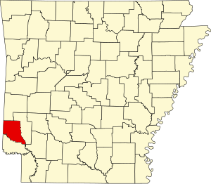 Kart over Arkansas som fremhever Sevier County