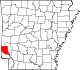 Map of Arkansas highlighting Sevier County.svg