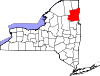 Harta statului New York indicând comitatul Essex