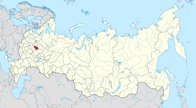 Localização do Oblast de Ivanovo na Rússia.