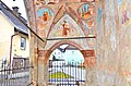 English: Late Gothic fresco paintings at the loggia`s interior west wall Deutsch: Spätgotische Freskomalereien an der inneren Loggia-Westwand