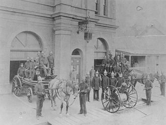 Maryborough Fire Station with appliances ca. 1890 Maryborough fire station with appliances.jpg