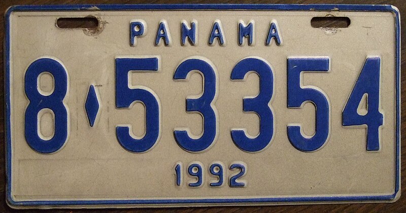 File:Matrícula automovilística Panamá 1992 8♦53354 Flickr - woody1778a.jpg