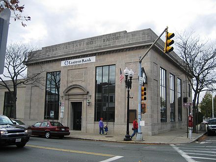 The exterior of a former MassBank branch in Melrose, Massachusetts, was used for the main robbery of the film.