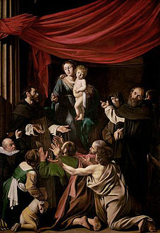St. Dominic receiving the Rosary from the Virgin Mary by Caravaggio, 17th century