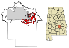 Montgomery County Alabama Incorporated og Unincorporated områder Pike Road fremhævet 0159760.svg