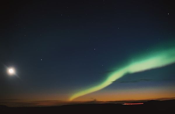 Moon and aurora