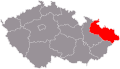 A Morva-sziléziai kerület fekvése Csehországon belül