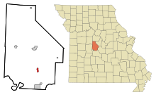 Morgan County Missouri Incorporated and Unincorporated areas Gravois Mills Highlighted.svg