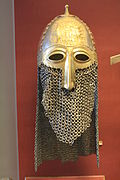 Kievan Rus' spectacle helmet (1150–1250) with aventail fixed to the visor