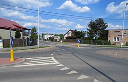 The intersection of Trakt Lubelski Street and Skalnicowa Street in Nadwiśle, in 2017.