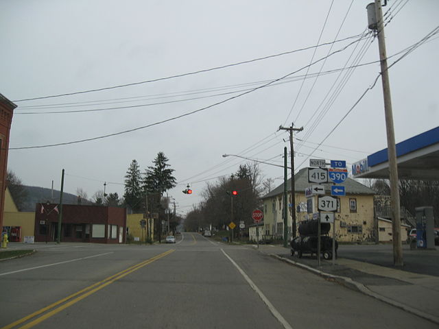NY 415 northbound at NY 371 in the village of Cohocton