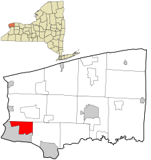 A New York-i Niagara megye beépítette és be nem építette azokat a területeket, amelyeket Niagara kiemelt.svg