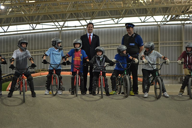 File:Nick Clegg visits Manchester Velodrome (7735993300).jpg