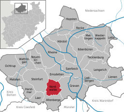 Läget för Nordwalde i Kreis Steinfurt